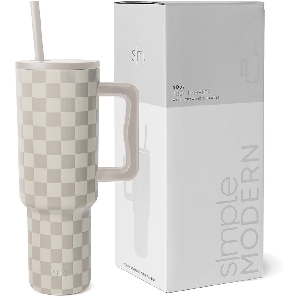 Simple Modern Checkered Tumbler with Straw